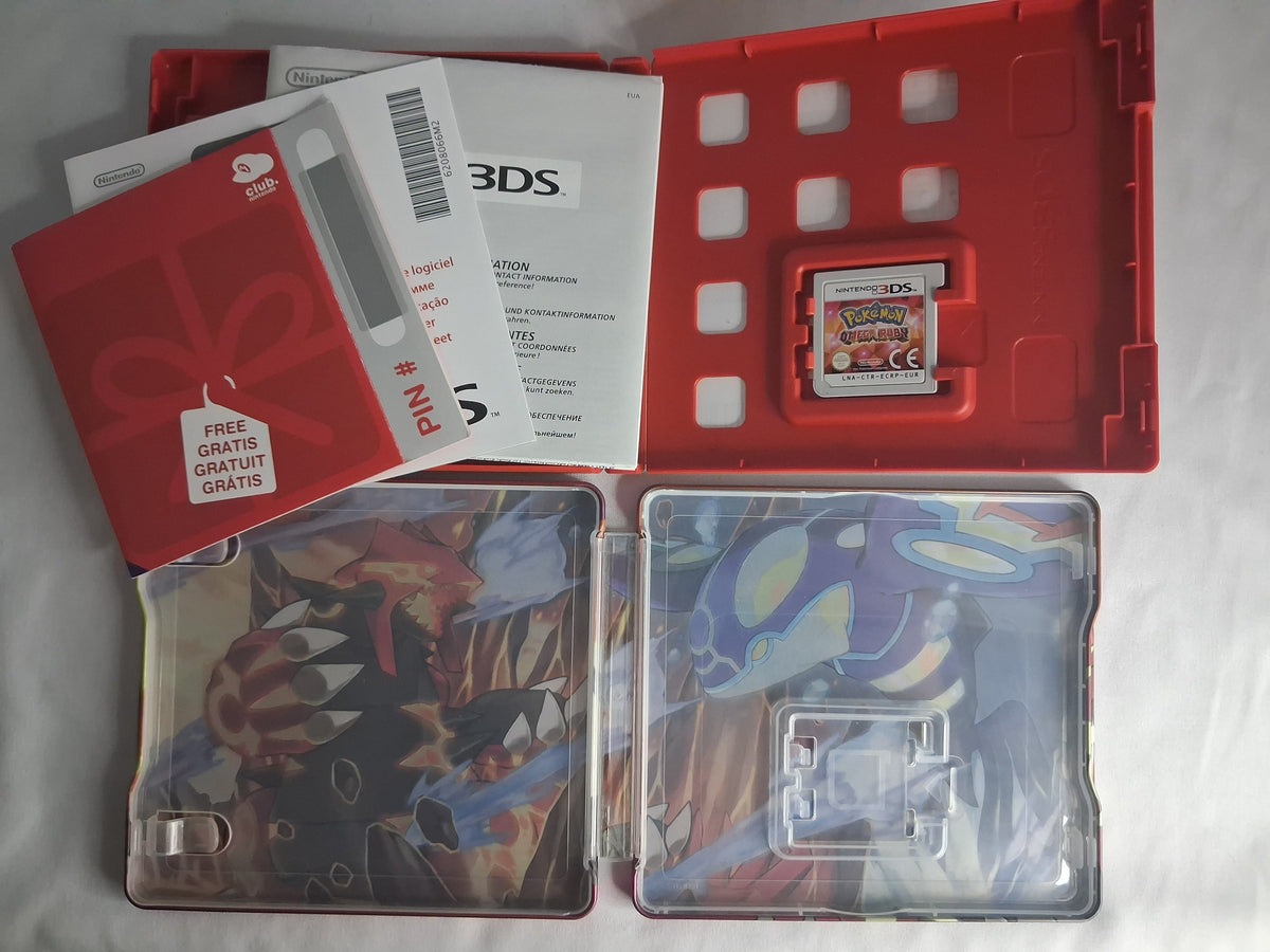 Pokémon Omega Rubin - Nintendo 3DS - 2014 - Modul + Hülle, Inlay und Steelbook - Spiel defekt - EN