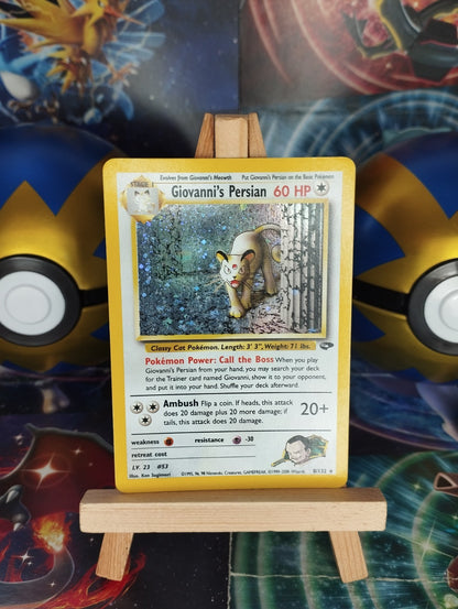 Pokémon Karte Giovannis Persian 8/132 Gym Challenge WOTC Holo PSA Snobilikat GD