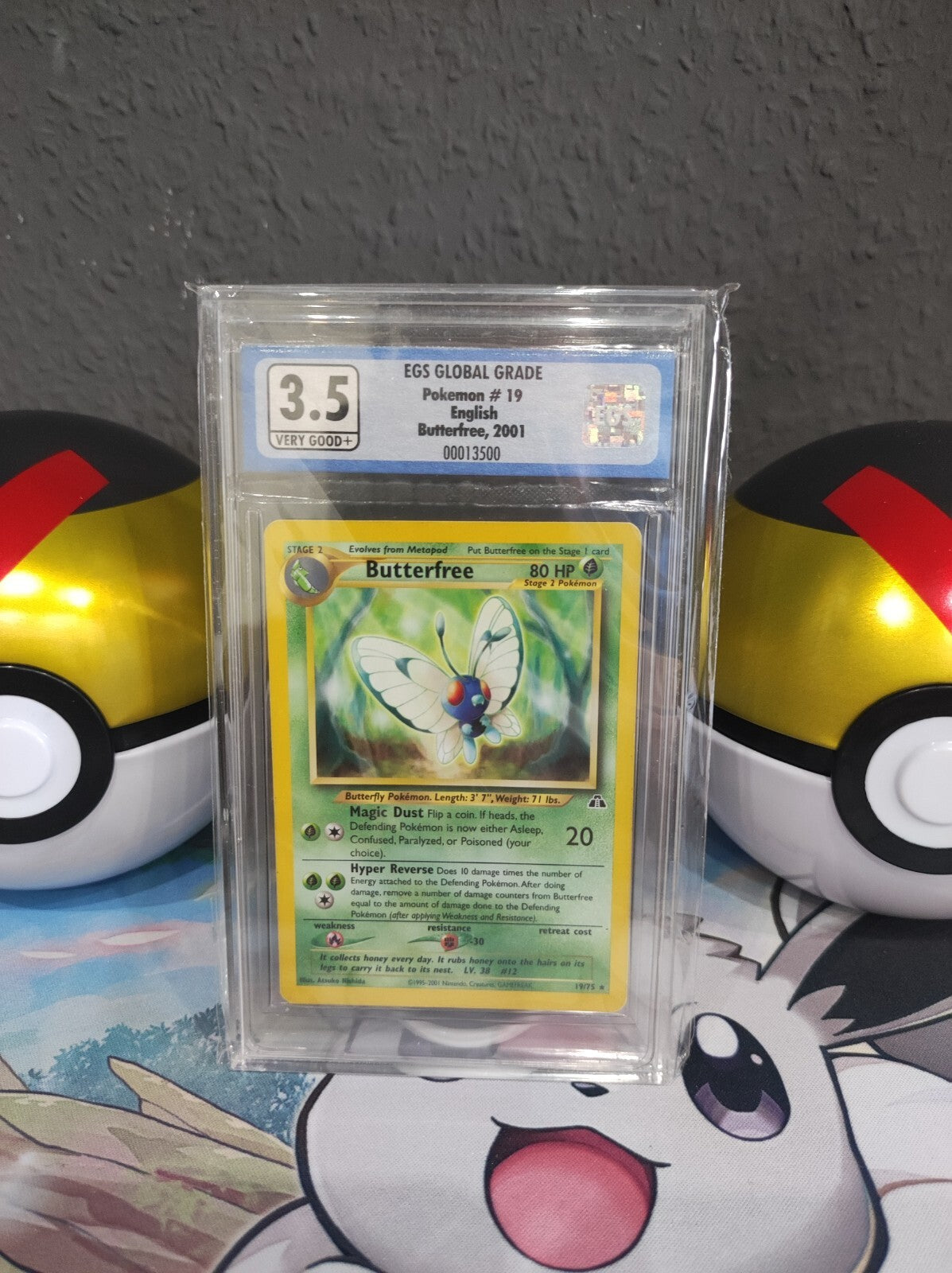 Pokémon Karte Butterfree 19/75 Neo Discovery Entdeckung Smettbo EN PSA EGS 3,5