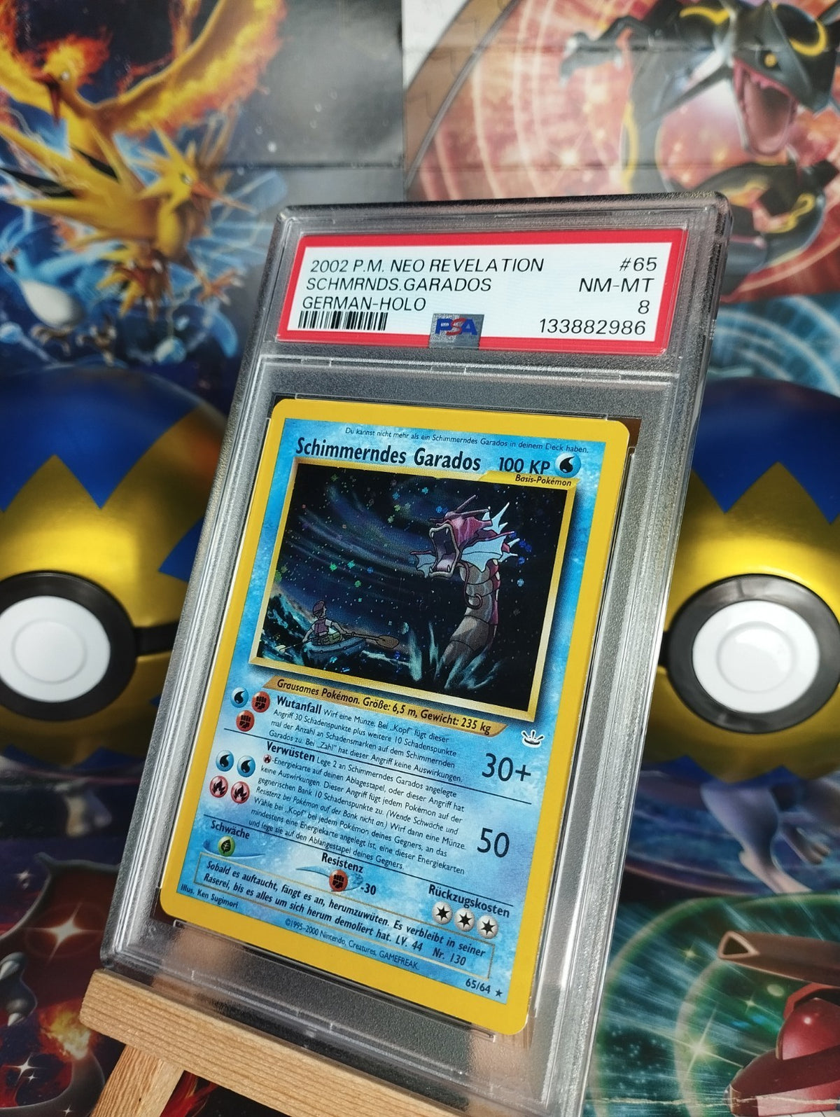 Pokémon Karte Schimmerndes Garados 65/64 Neo Revelation Holo DE Deutsch PSA 8