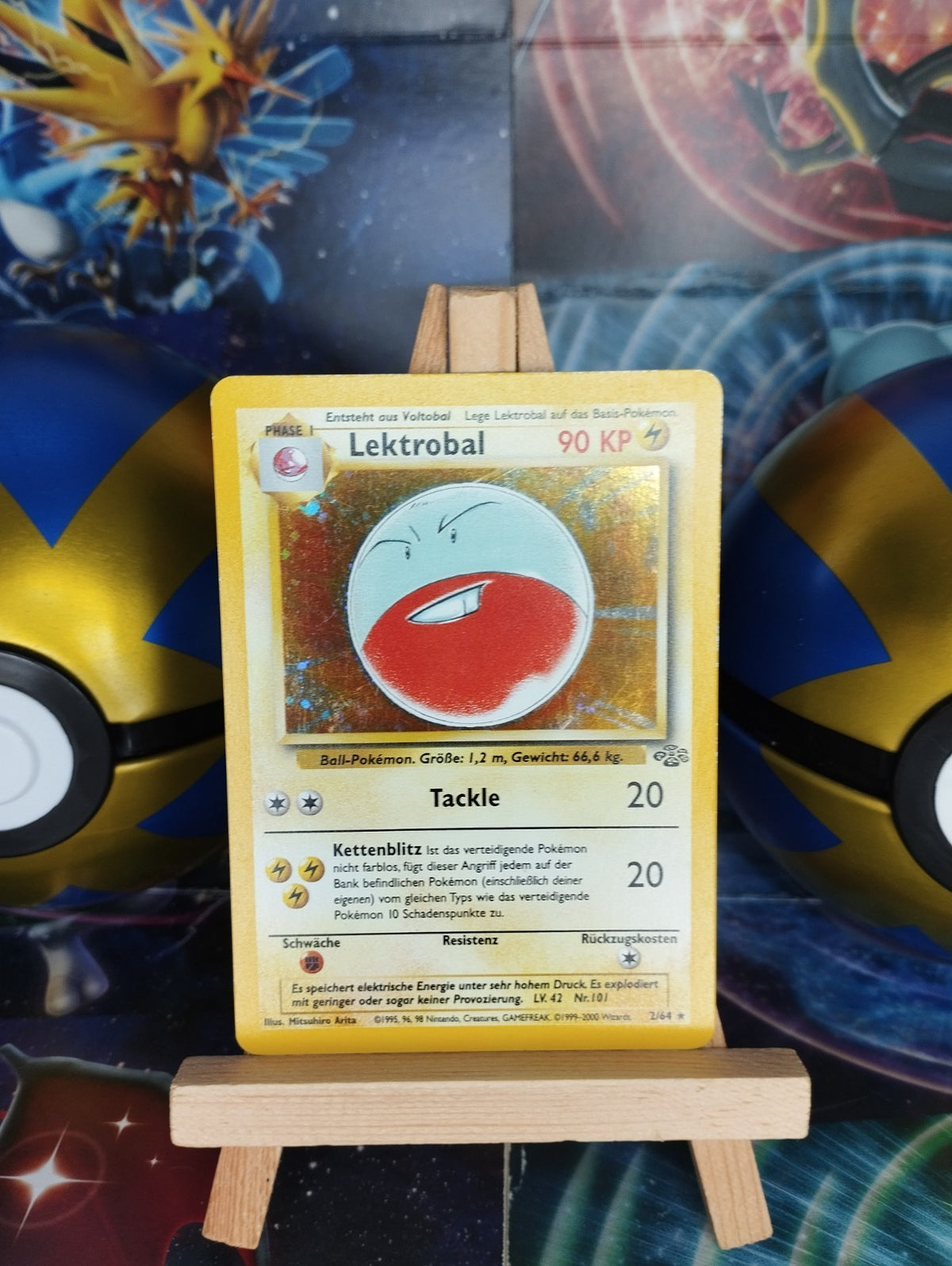 Pokémon Karte Lektrobal 2/64 Jungle Electrode WOTC Booty Swirl Holo PSA DE GD- 