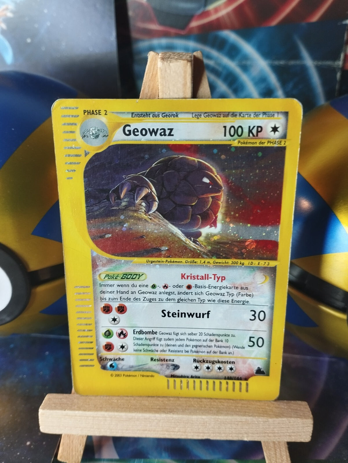 Pokémon Karte Geowaz 148/144 Kristall Holo Skyridge Golem Crystal PSA WOTC DE