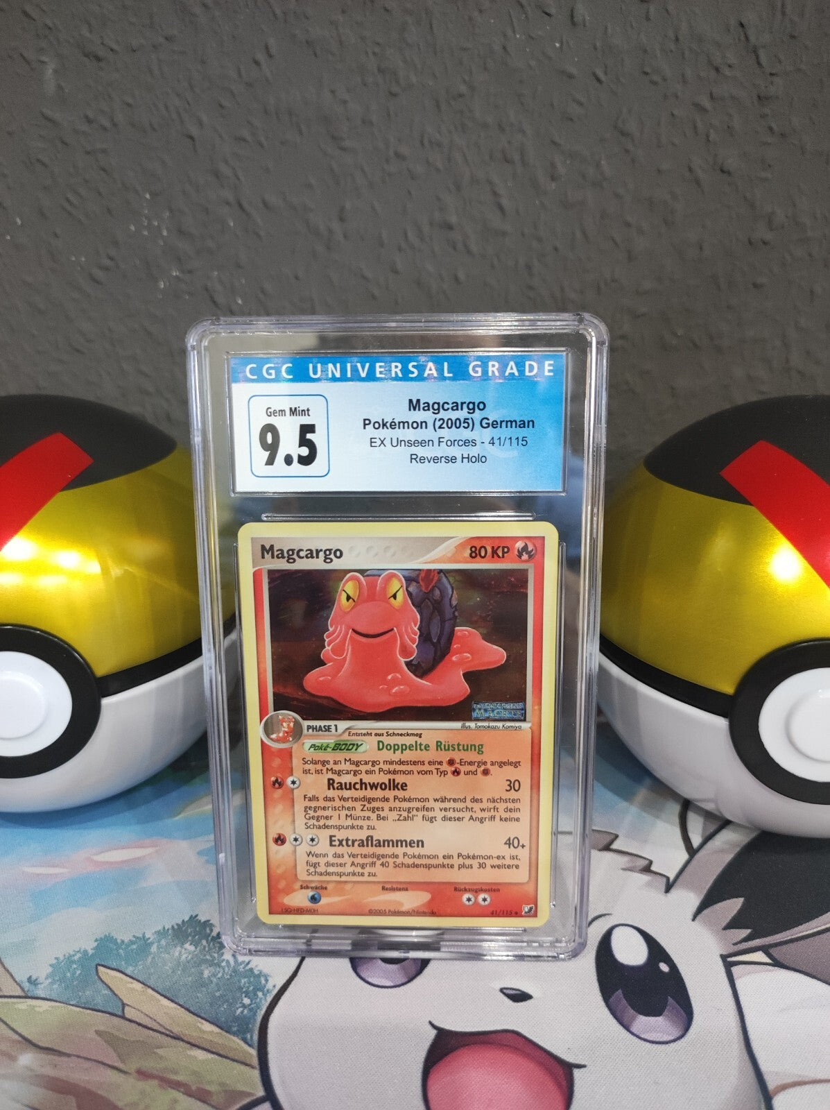 Pokémon Karte Magcargo 41/115 ex Verborgene Mächte Reverse Stamp PSA CGC 9,5 10