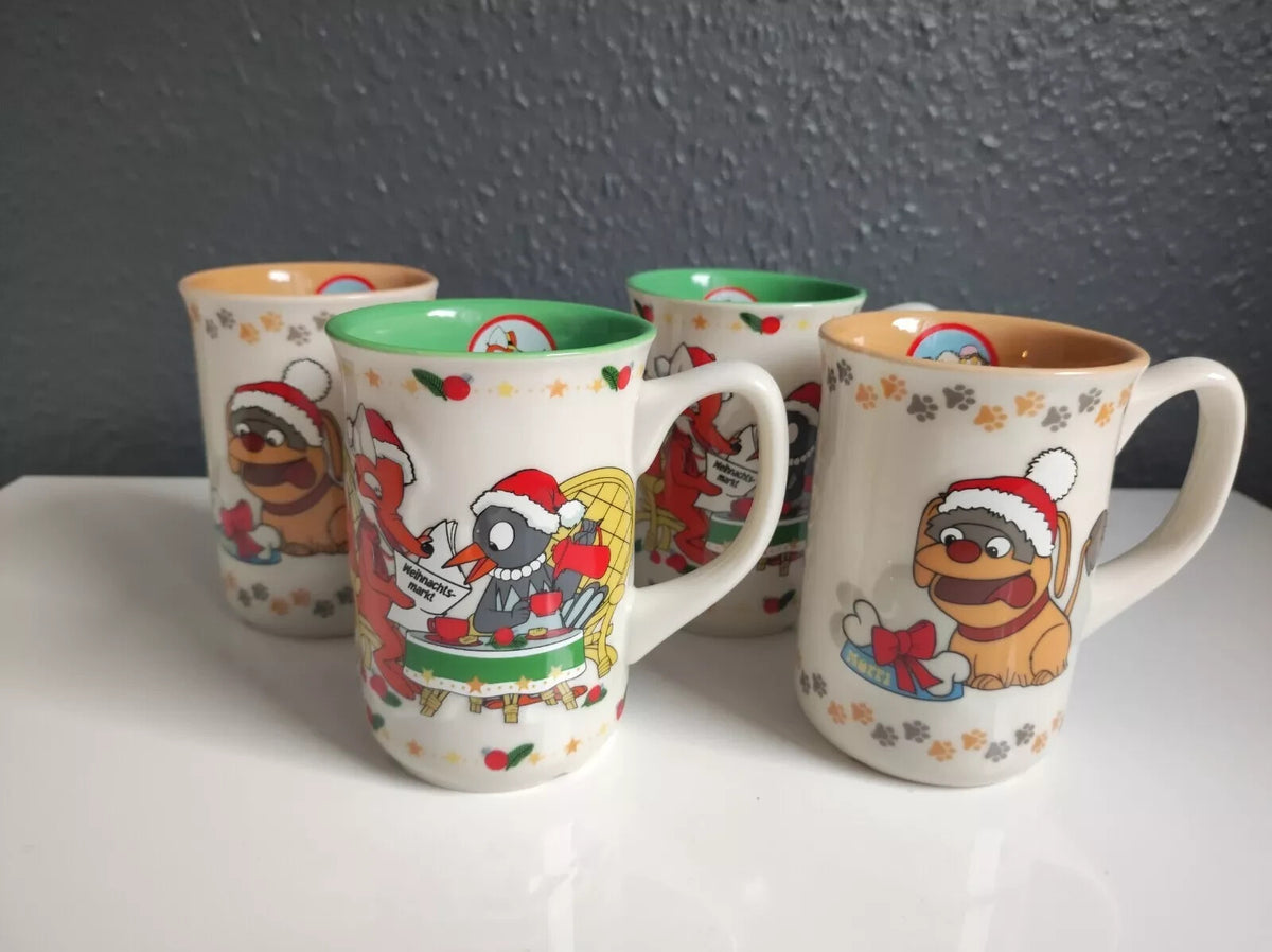 4 Glühweintassen Weihnachtsmarkt Leipzig; 2 Herr Fuchs und Frau Elster + 2 Moppi