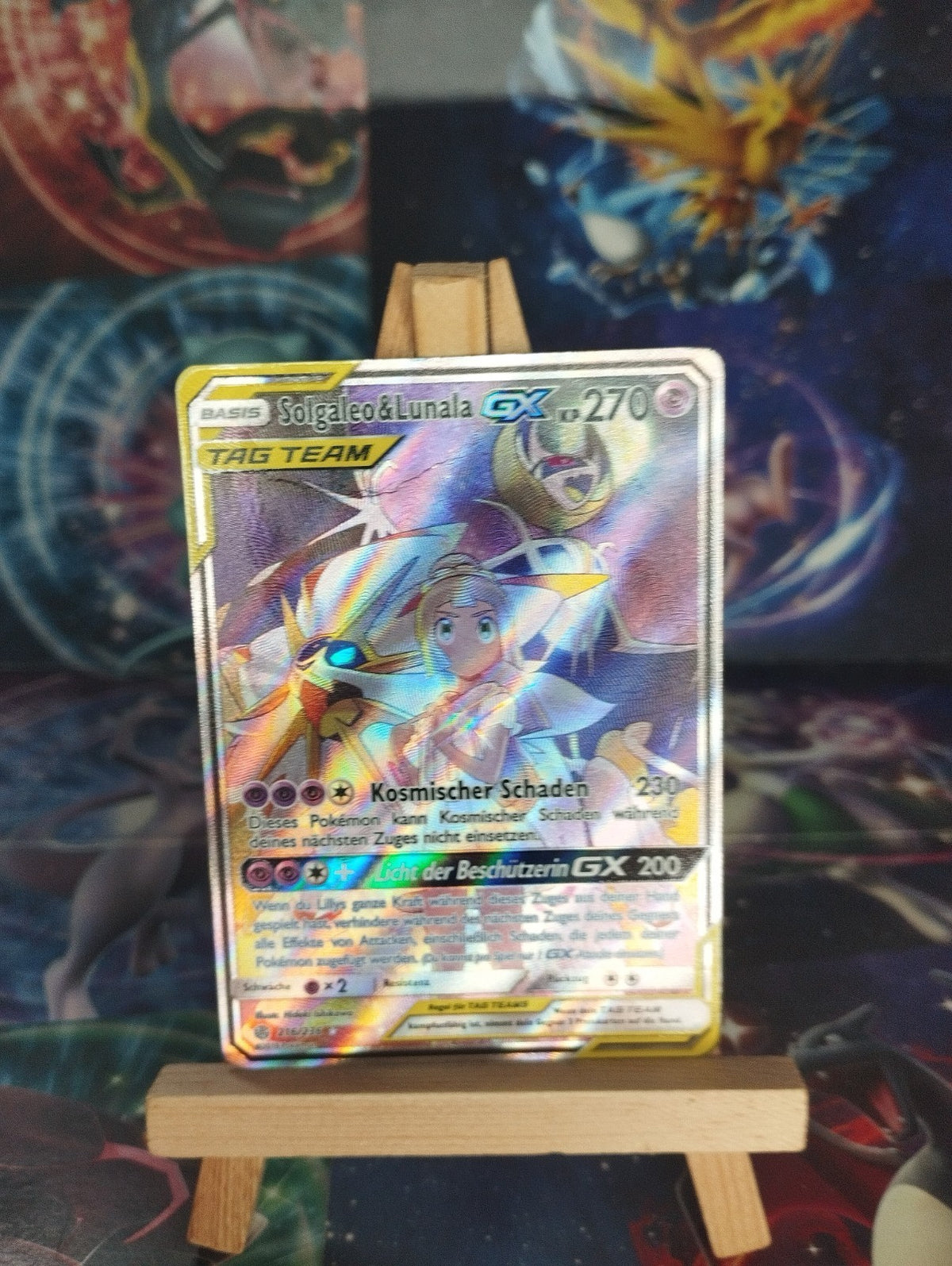 Pokémon Solgaleo&Lunala GX 216/236 Welten im Wandel DE PSA Tag Team LP Alt Art