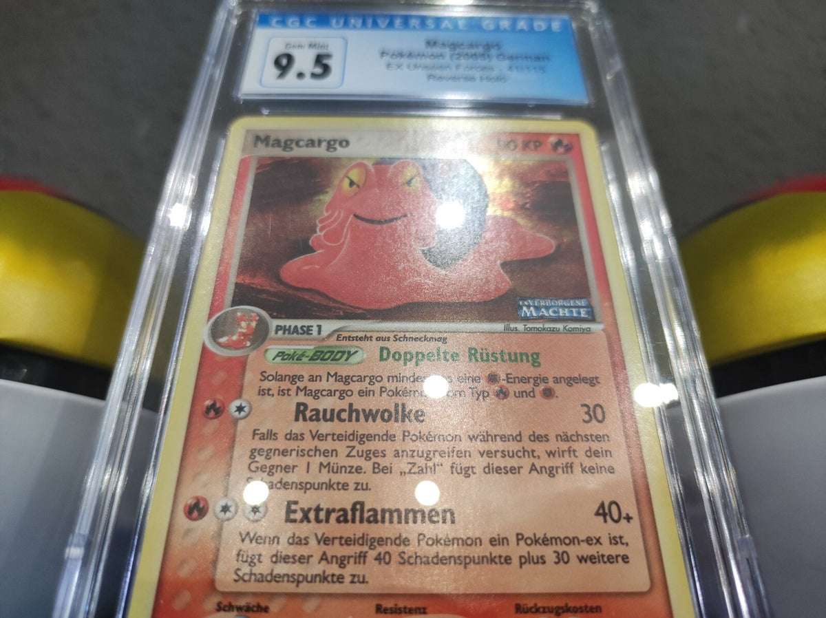 Pokémon Karte Magcargo 41/115 ex Verborgene Mächte Reverse Stamp PSA CGC 9,5 10