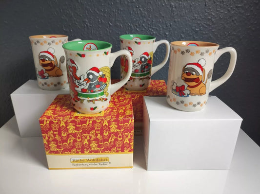 4 Glühweintassen Weihnachtsmarkt Leipzig; 2 Herr Fuchs und Frau Elster + 2 Moppi