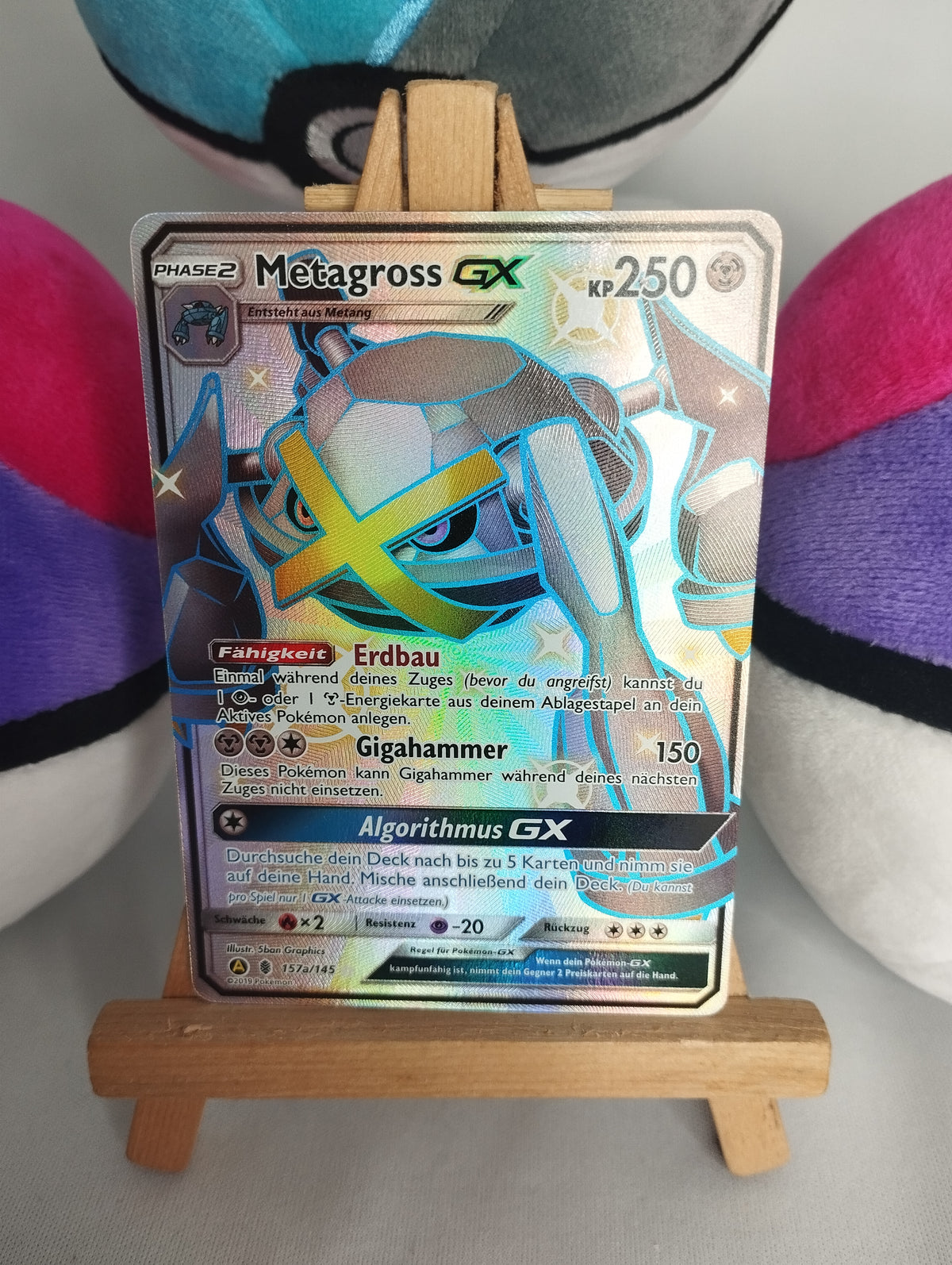 Pokémon Metagross GX Shiny 157a/145 Verborgenes Schicksal Promo DE PSA NM Alt