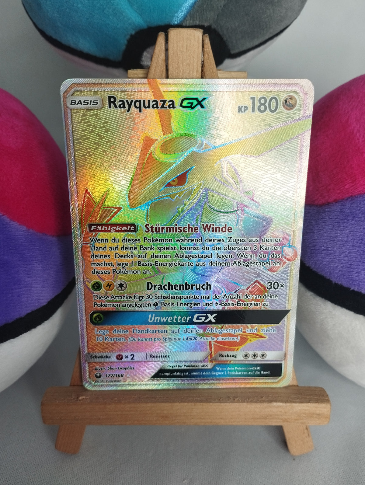 Pokémon Rayquaza GX 177/168 Sturm am Firmament DE PSA EX Rainbow